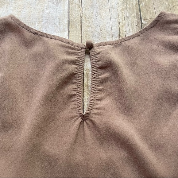 🍁 Anthropologie Double Zero Tan Cream Pink Striped Peplum Tank | M - Picture 5 of 6